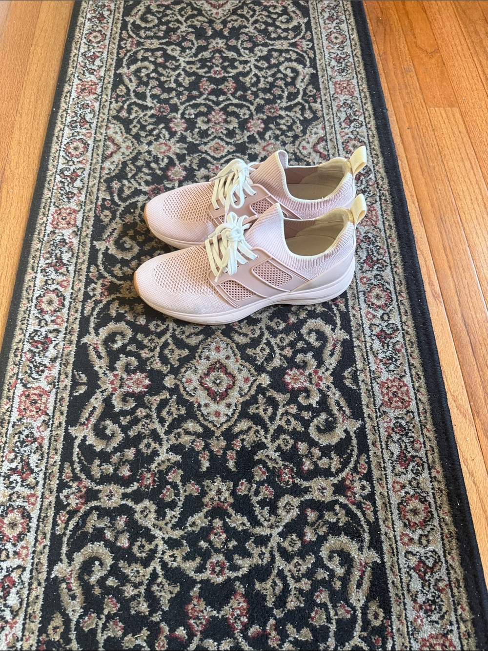 Tory Burch Pale Pink Knit Lace-Up Sneakers